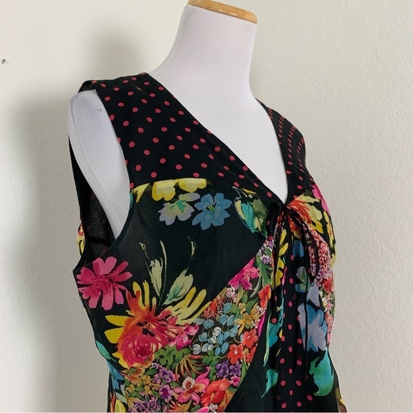 Spenser Jeremy Multicolor 100% Silk Top Women’s L Patchwork Funky Colorful Art - Picture 5 of 15